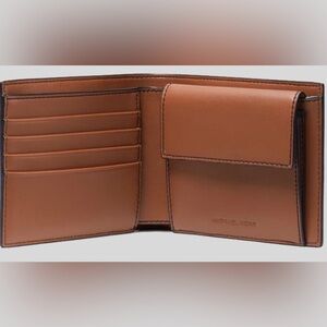 MICHAEL KORS Harrison Saffiano Leather Billfold Wallet With Coin